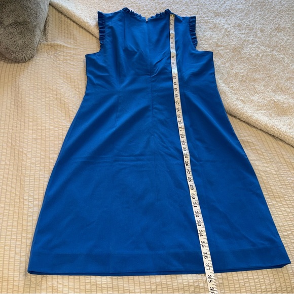 NWT J Crew Blue Ruffle Neck Sleeveless Dress 12 - Picture 6 of 7